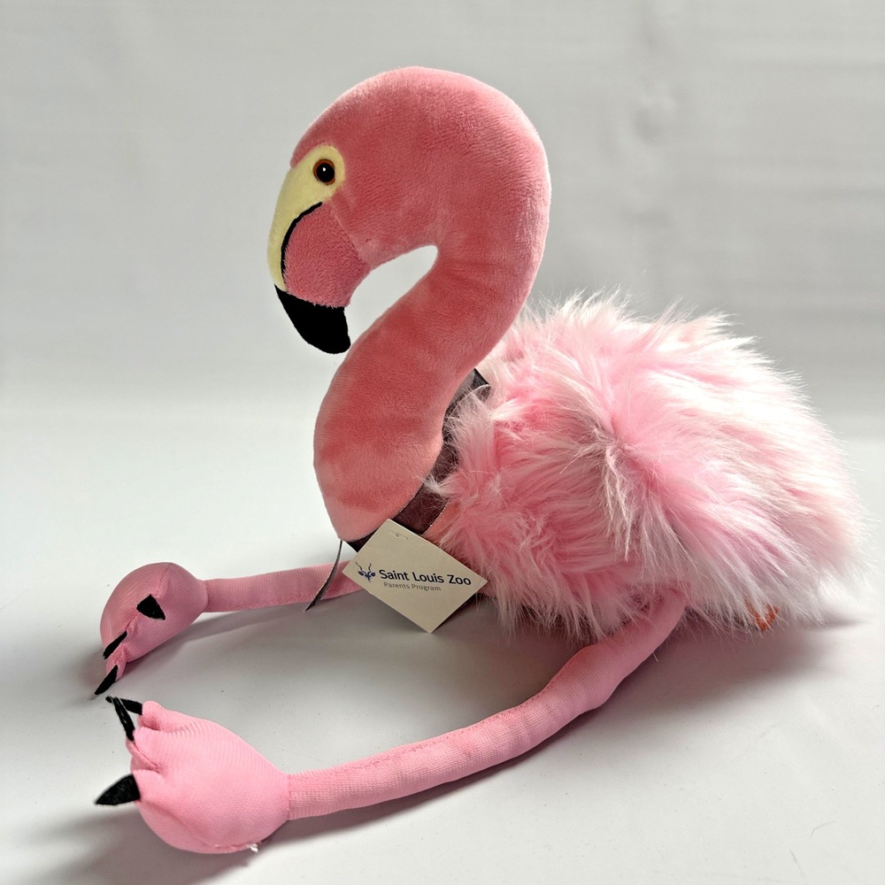 Wild Republic Pink Flamingo Plush Saint Louis Zoo Long Legs Stuffed Bird 14"